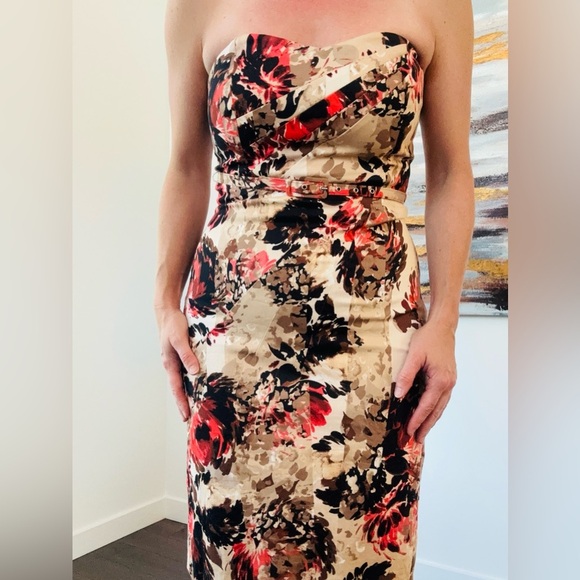 Floral Strapless Sweetheart Neckline Dress Medium - Picture 3 of 12